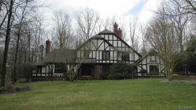 This early spring photo shows off the Tudor style