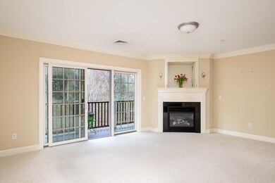 Spacious living room with gas fireplace