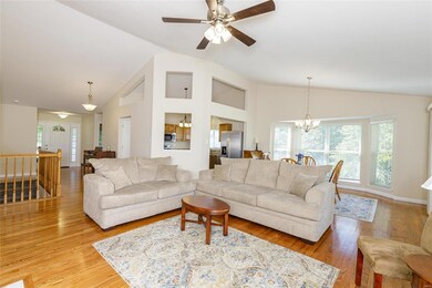 The entry foyer, great room and breakfast area all