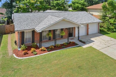 Colorful landscaping, easy care plants with a walk