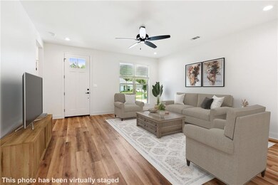 Virtually staged living area.