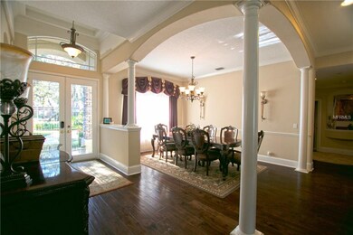The public spaces in the home feature hand scraped
