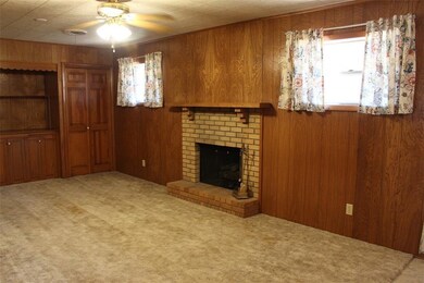 Gas log fireplace.