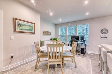 Dining area featuring light wood finished floors, 