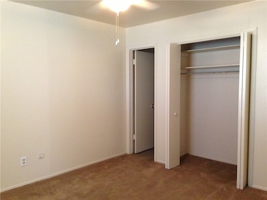 Unfurnished bedroom with carpet floors, a closet,