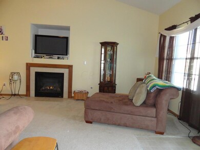 Fireplace and window in great room