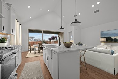 Kitchen with white apron-front sink