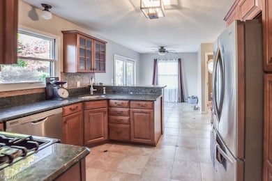 Kitchen with sink, stainless steel appliances