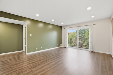 New hardwood floors and dimmable ceiling lights in