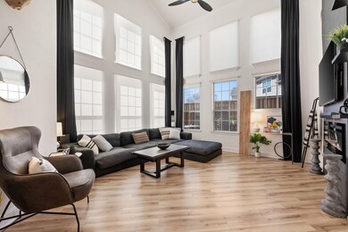 Living area featuring light wood-style flooring, h