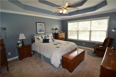 Master is located privately on back of the house and features a beautiful ceiling design and large Walk-in-closet