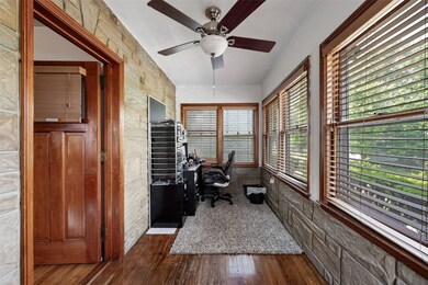 Enclosed porch being used as office