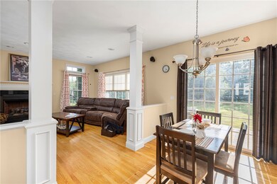 Kitchen dining area cnnects to the oversized gas f