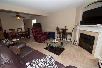 The living room features a wonderful gas fireplace
