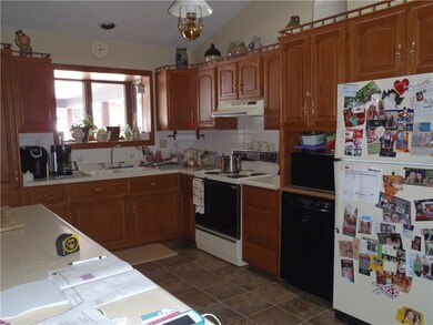 The oak cabinets enhance the kitchen.