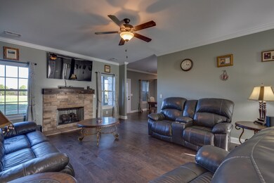 Family Room with Stone Fire Place