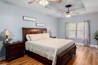 Oversized primary bedroom with trey ceiling
