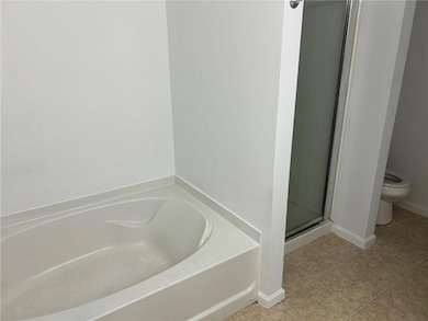 Bathroom with toilet, shower with separate bathtub