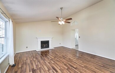 Living room with fireplace.