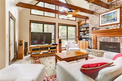 Great Rm with window wall, great brick fireplace,