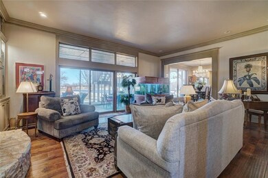Downstairs living room with wood floors