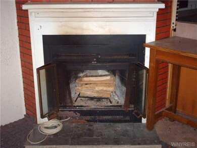 Living Room wood burning fireplace