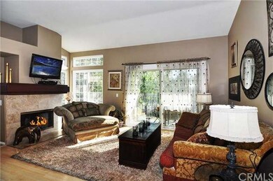 Warm and inviting living room with high ceilings, 