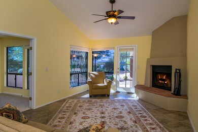 Living room with vaulted ceiling