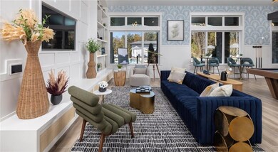 Living area with wood finished floors