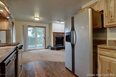 Refrigerator, dining area.