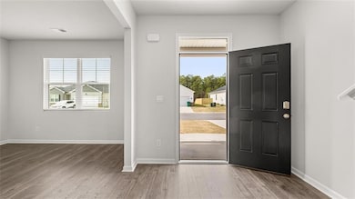 Entrance foyer with light wood finished floors and baseboards