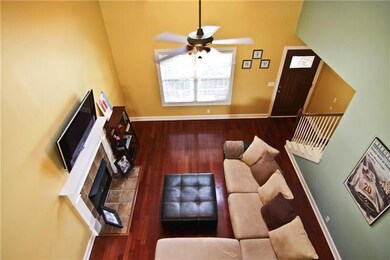 View from upstairs that overlooks the living room.