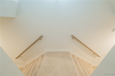 Stairs with carpet and baseboards