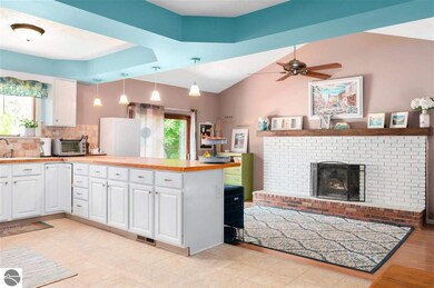 Open concept kitchen, dining and great room.