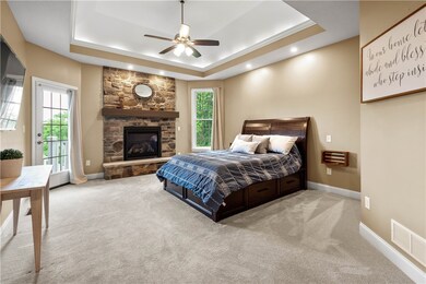 A luxurious master suite with the second gas firep