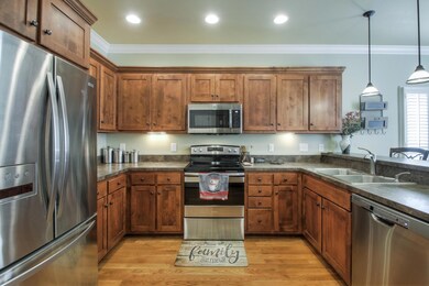Stainless appliances in kitchen.