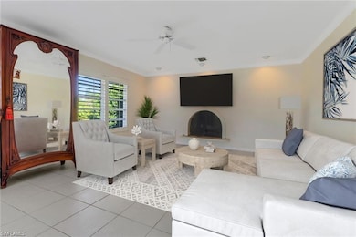 Tiled living area virtually staged