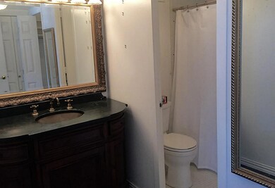 Vanity, bathroom and two large closets