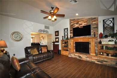 Floor to ceiling fireplace with mantel & built-in 