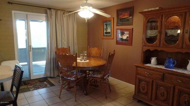 Eat-kitchen features tile floors