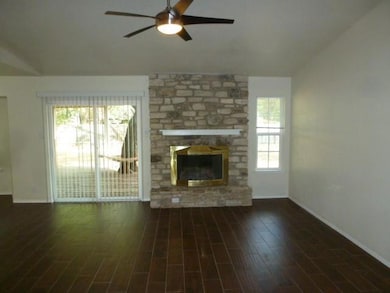 Unfurnished living room with ceiling fan, lofted 