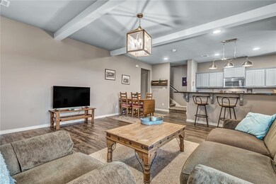Living room featuring baseboards, dark luxury viny
