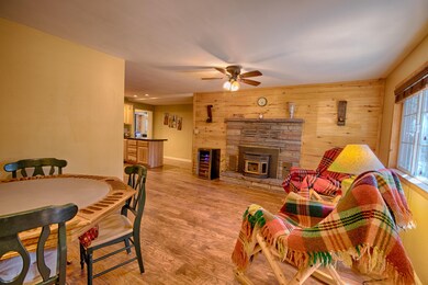 Family room with pellet stove