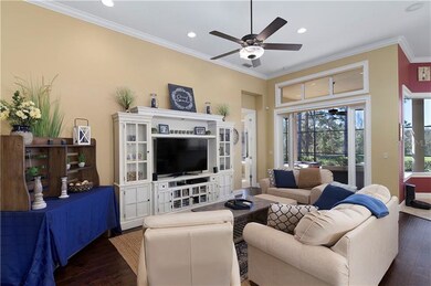 Spacious Great room features engineered wood floor