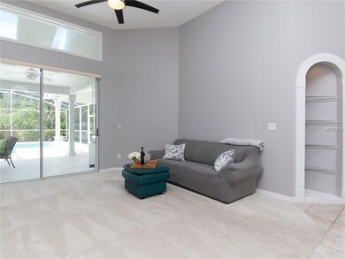 There are several custom shelving areas throughout