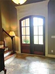 Beautiful Wooden Entry Door & Custom Designed Tile