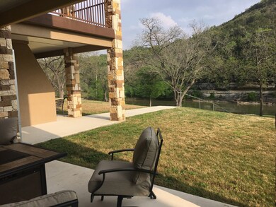 A view from the patio showing the stairs that lead