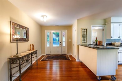 Entry way with floating bamboo floors