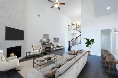 Spacious great room, virtually staged for demonstr