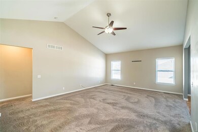 Family room with vaulted ceilings